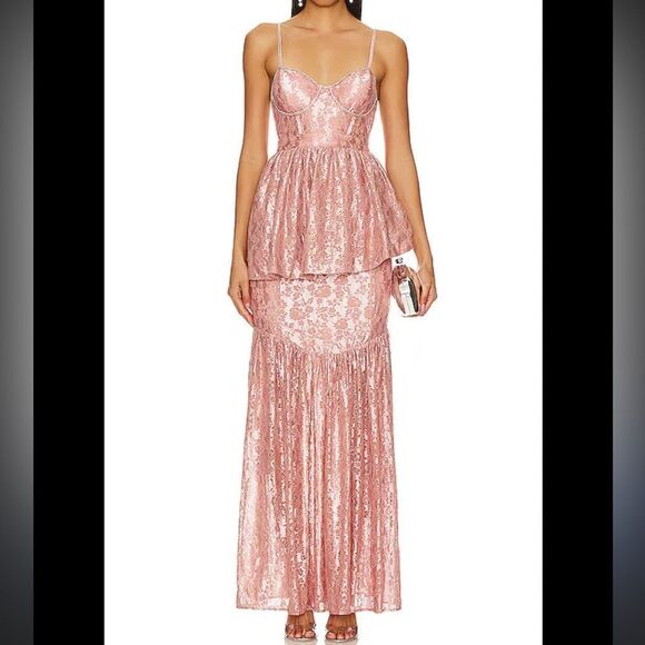 For Love & Lemons Shai Gown in Blush Pink Lace - Picture 1 of 10